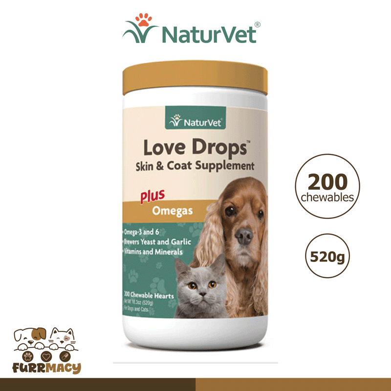 NaturVet Love Drops Skin & Coat Supplement 520g Dog & Cat Supplement