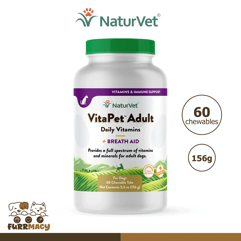 NaturVet VitaPet Adult Daily Vitamin Tablets 60 chews 156g