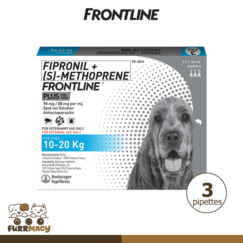 Frontline Plus for Dogs 10 to 20kg (3 Pipettes)
