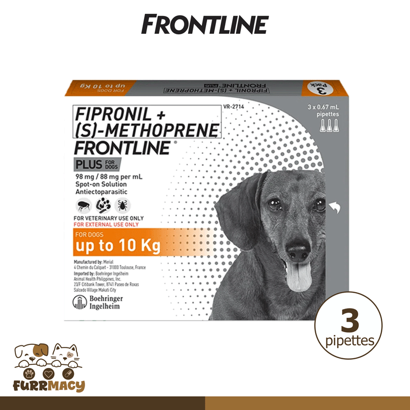 Frontline Plus for Dogs up to 10kg (3 Pippetes)